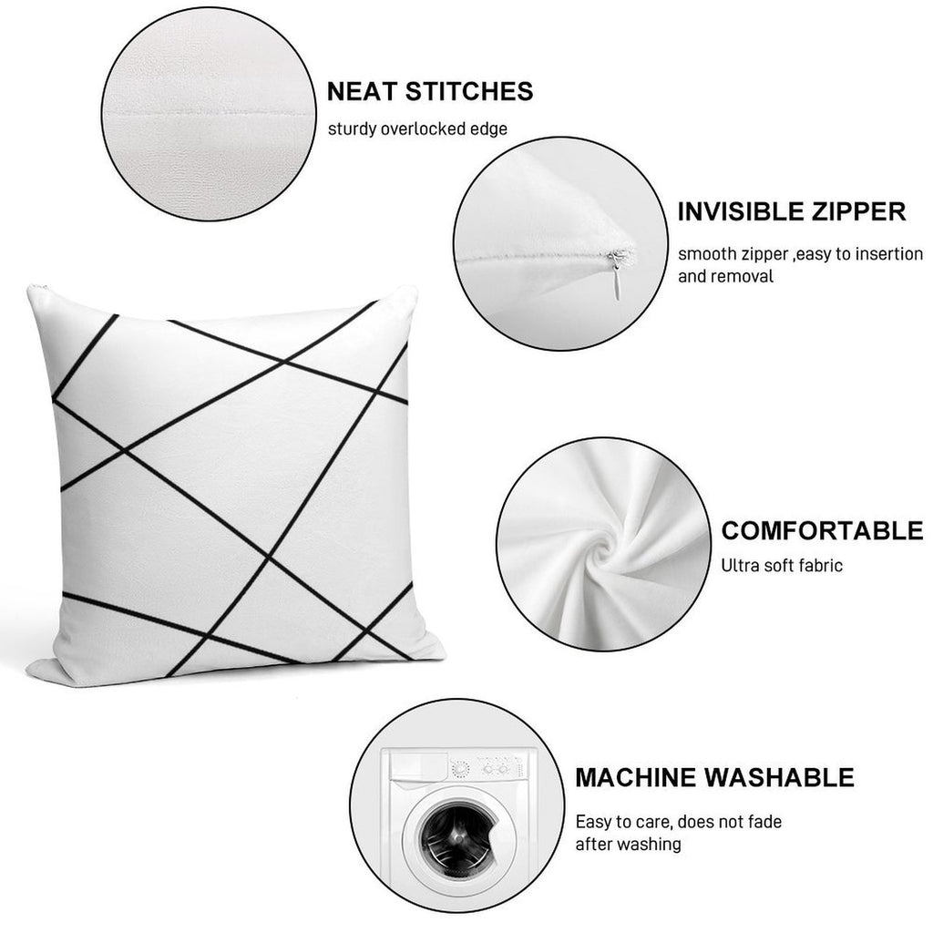 Geometric Abstract - White And Black. Soft Style Accent Throw Pillow