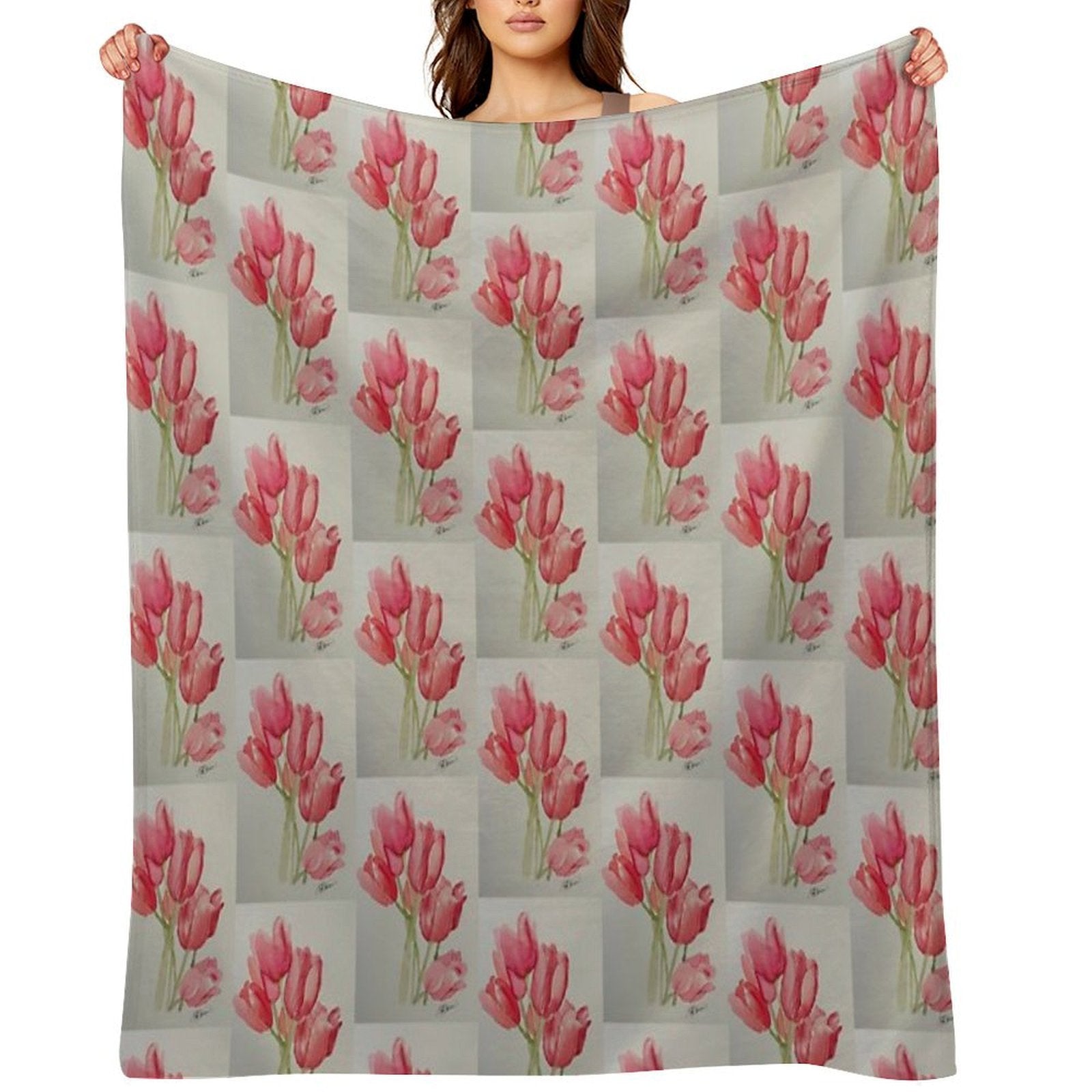 Pink Tulips Premium Throw Blanket
