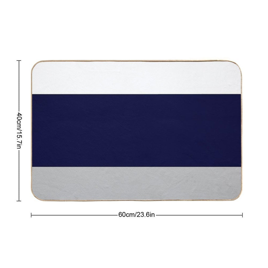 Three Color Stripes Silver Gray Navy Blue And White  Eco-Friendly Bath Mat