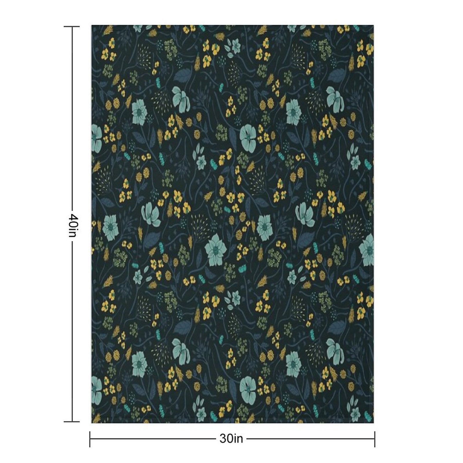 Turquoise, Yellow, Green & Dark Blue Floral Pattern Versatility Throw Blanket