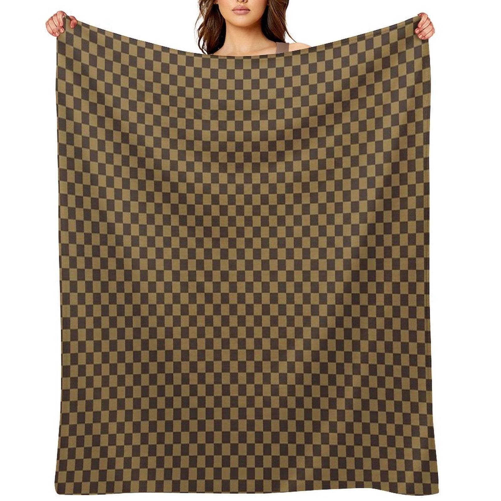 Chcolate Checker Wrinkle-free Throw Blanket