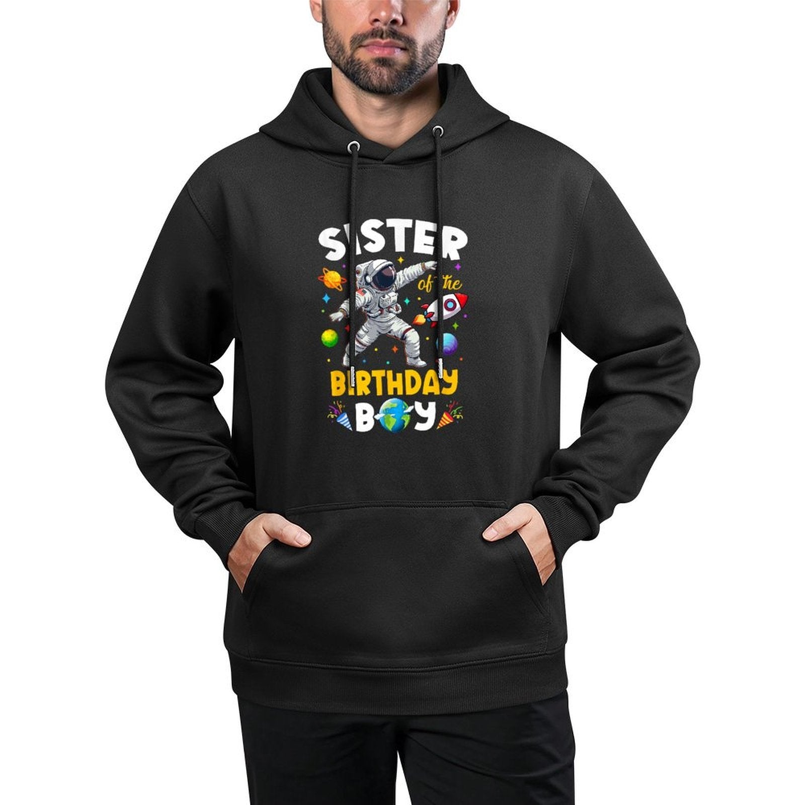 Sister Of The Birthday Boy Astronaut Outer Space Birthday Relaxed Fit Hoodie