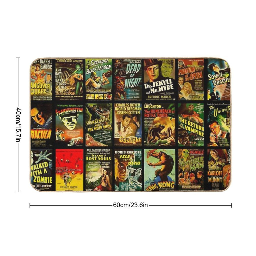Vintage Classic Horror Monster Movie Posters  Easy Maintenance Bath Mat