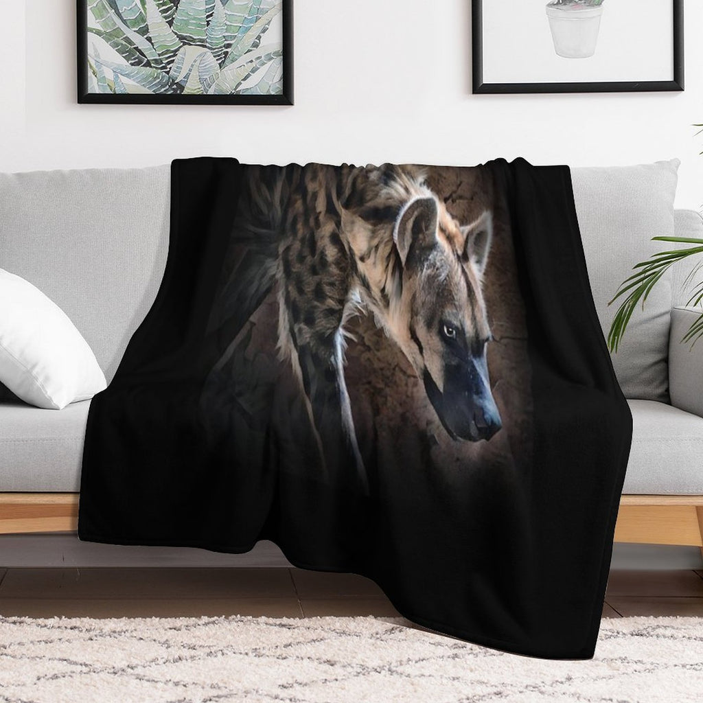 Spotted Hyena In Shadows Easy Care Throw Blanket