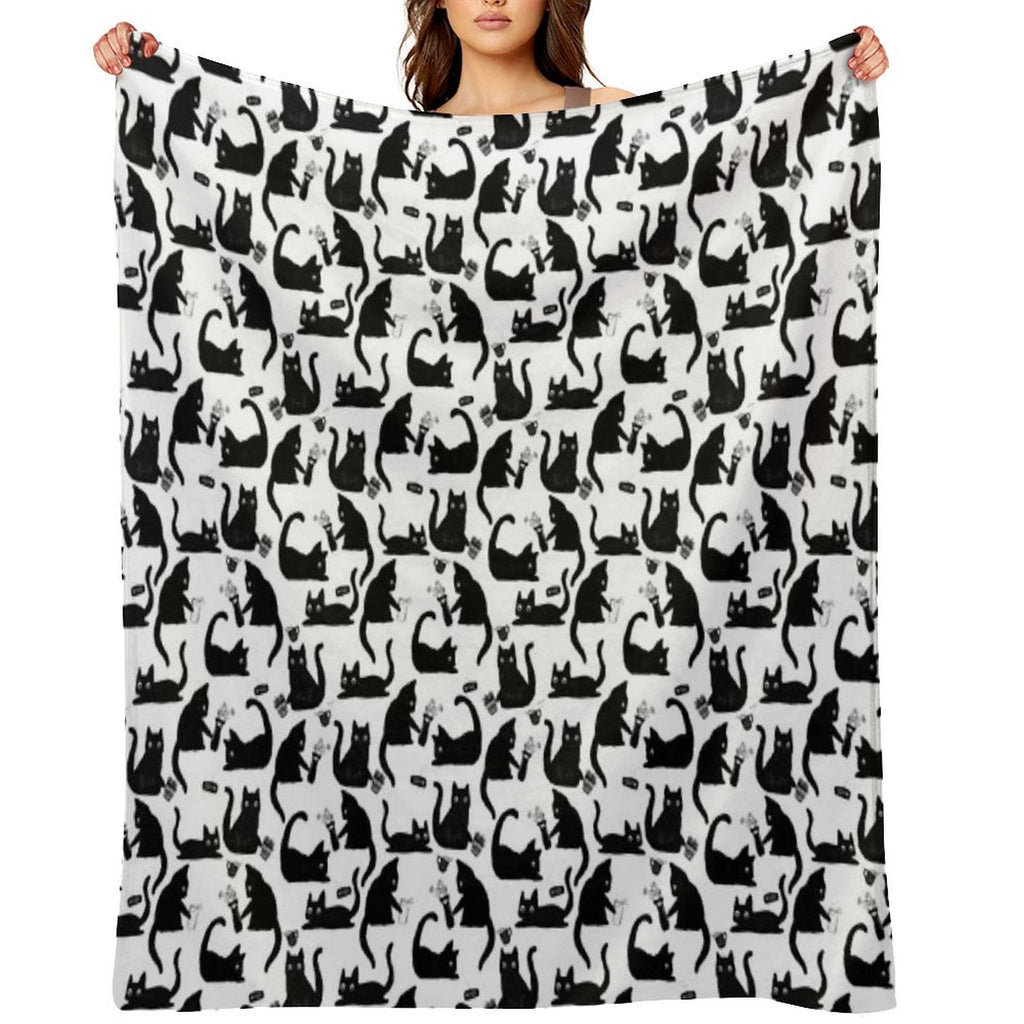Bad Cats Knocking Stuff Over Sustainable Throw Blanket