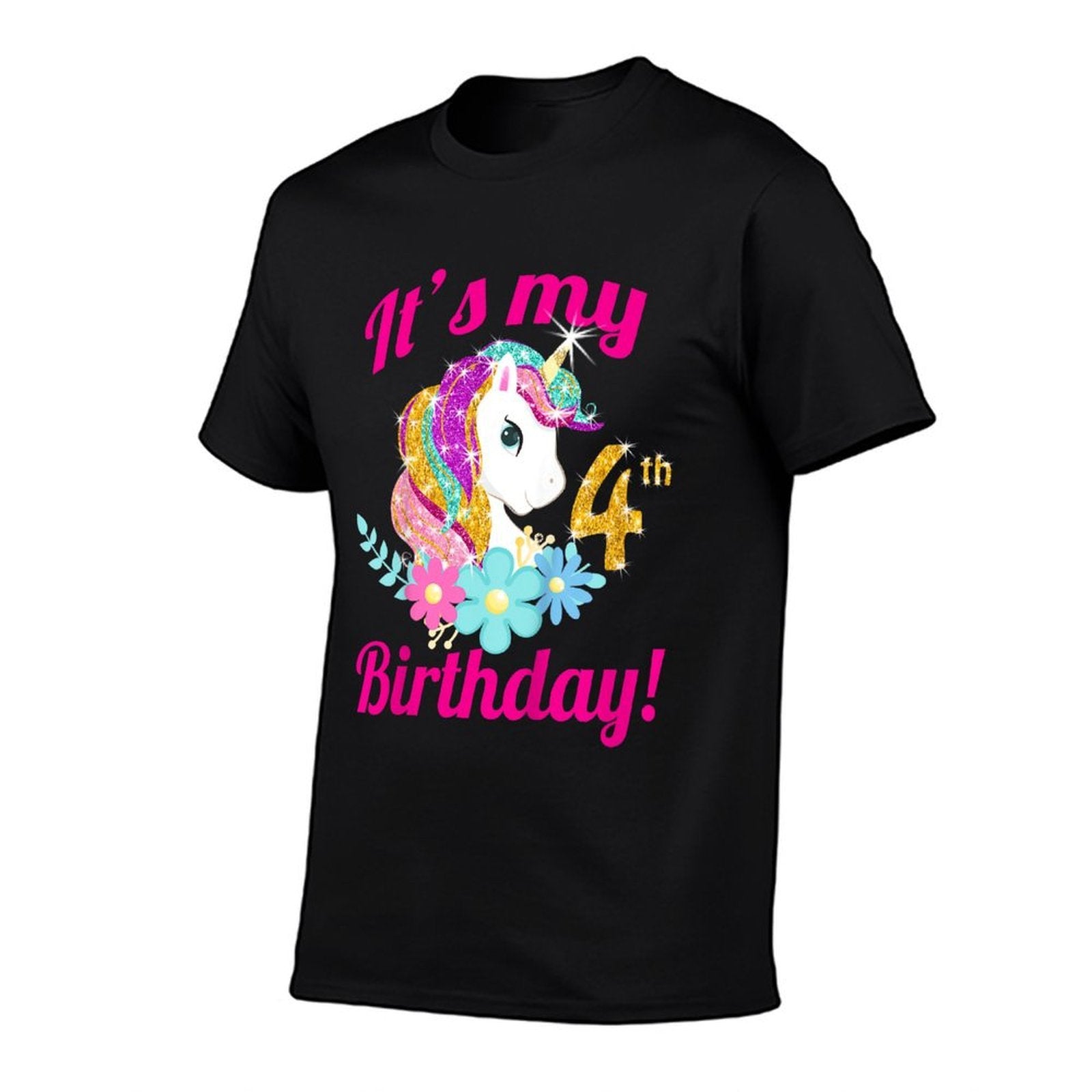 Kids Its My Birthday Girl Unicorn 4th (4 Year Old) Outfit  Wrinkle-resistant T-Shirt