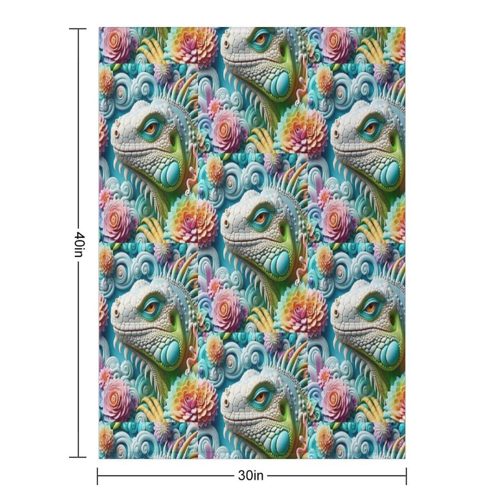 3D Iguana Machine-washable Throw Blanket