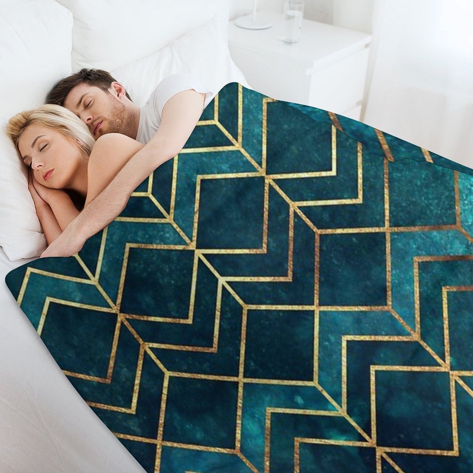 Deep Teal And Gold Arrows Pattern All-season Throw Blanket