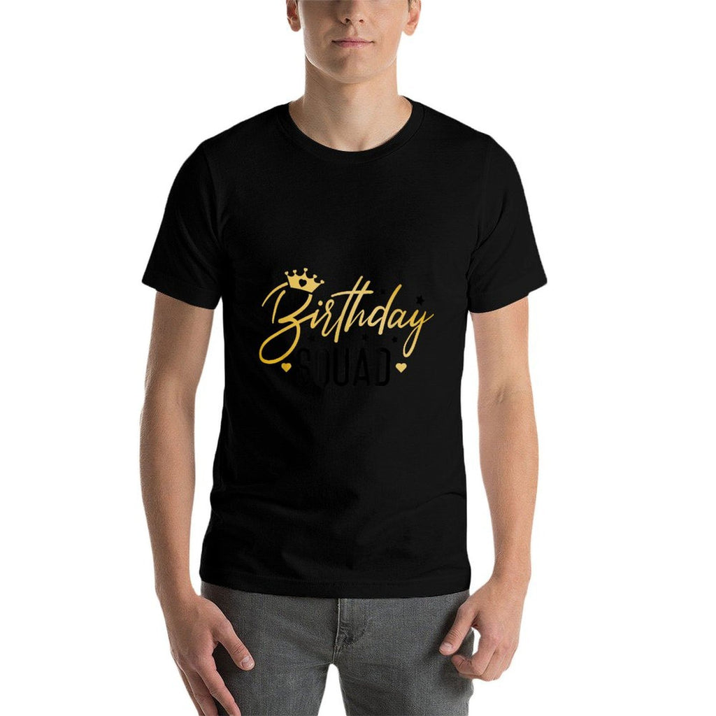 Birthday Squad Funny Birthday Party Team Men Women Kids Crew  Rolled Sleeves T-Shirt
