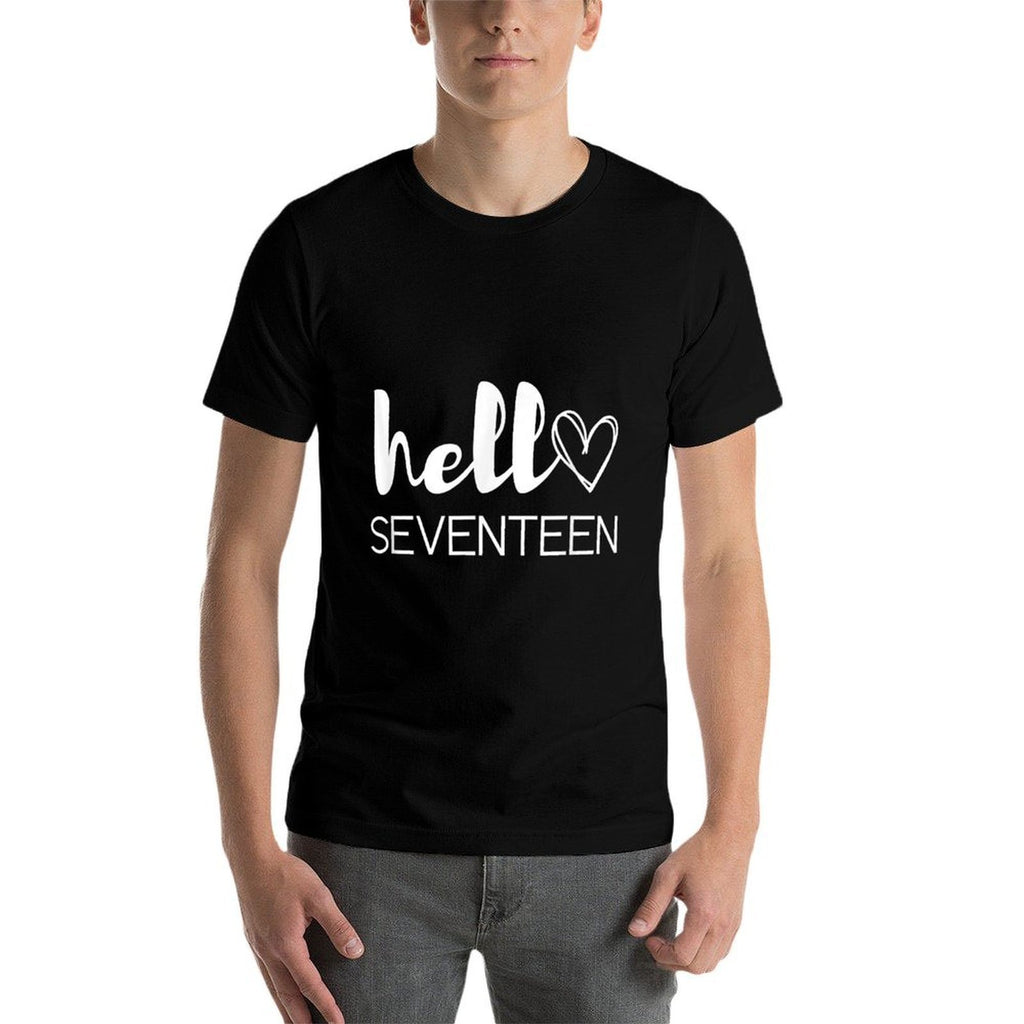 17 Years Old Girls 17th Birthdayn Hello Seventeen  Trendy Pattern T-Shirt