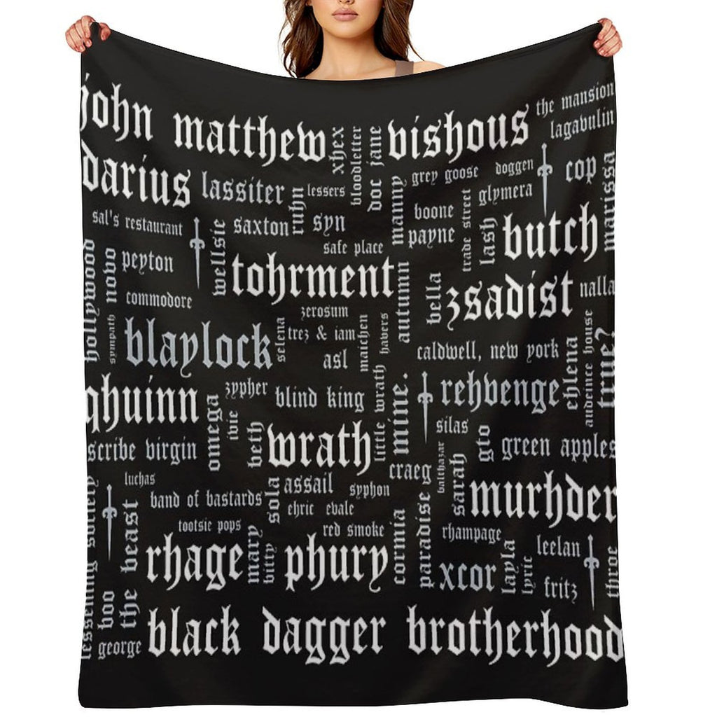 Black Dagger Brotherhood Word Cloud - Landscape All-season Throw Blanket