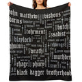 Black Dagger Brotherhood Word Cloud - Landscape All-season Throw Blanket