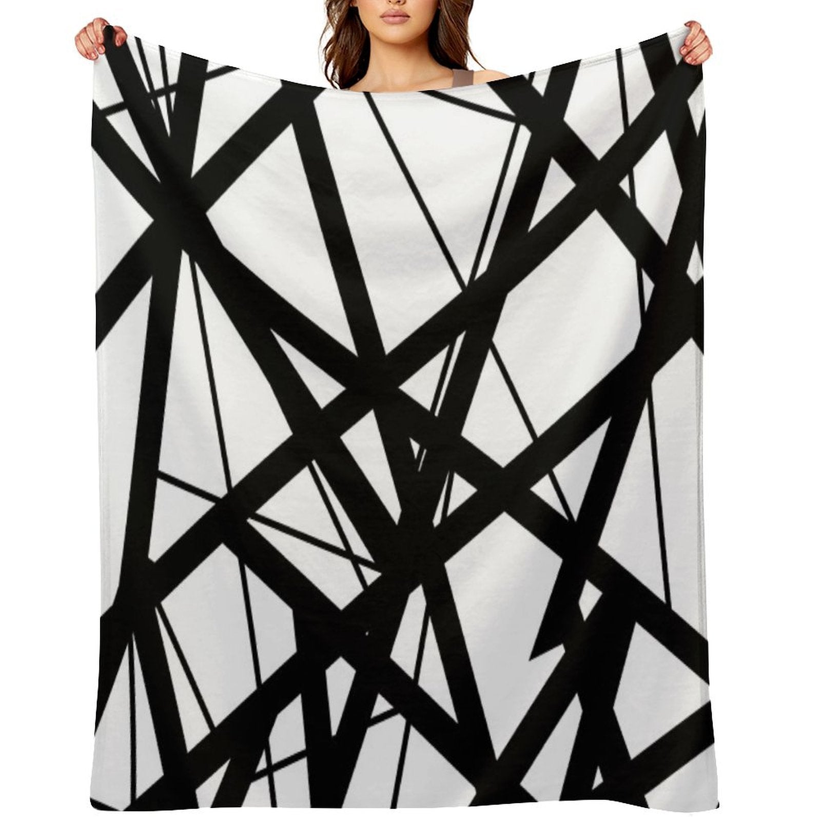 EVH Authentic Black & White Stripes Design (pure White) Quick-dry Throw Blanket