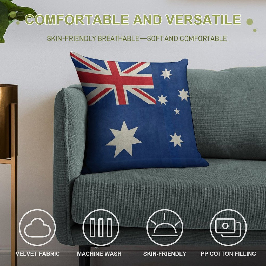 Flag of Australia, Retro Textured Look Soft Washable Throw Pillow