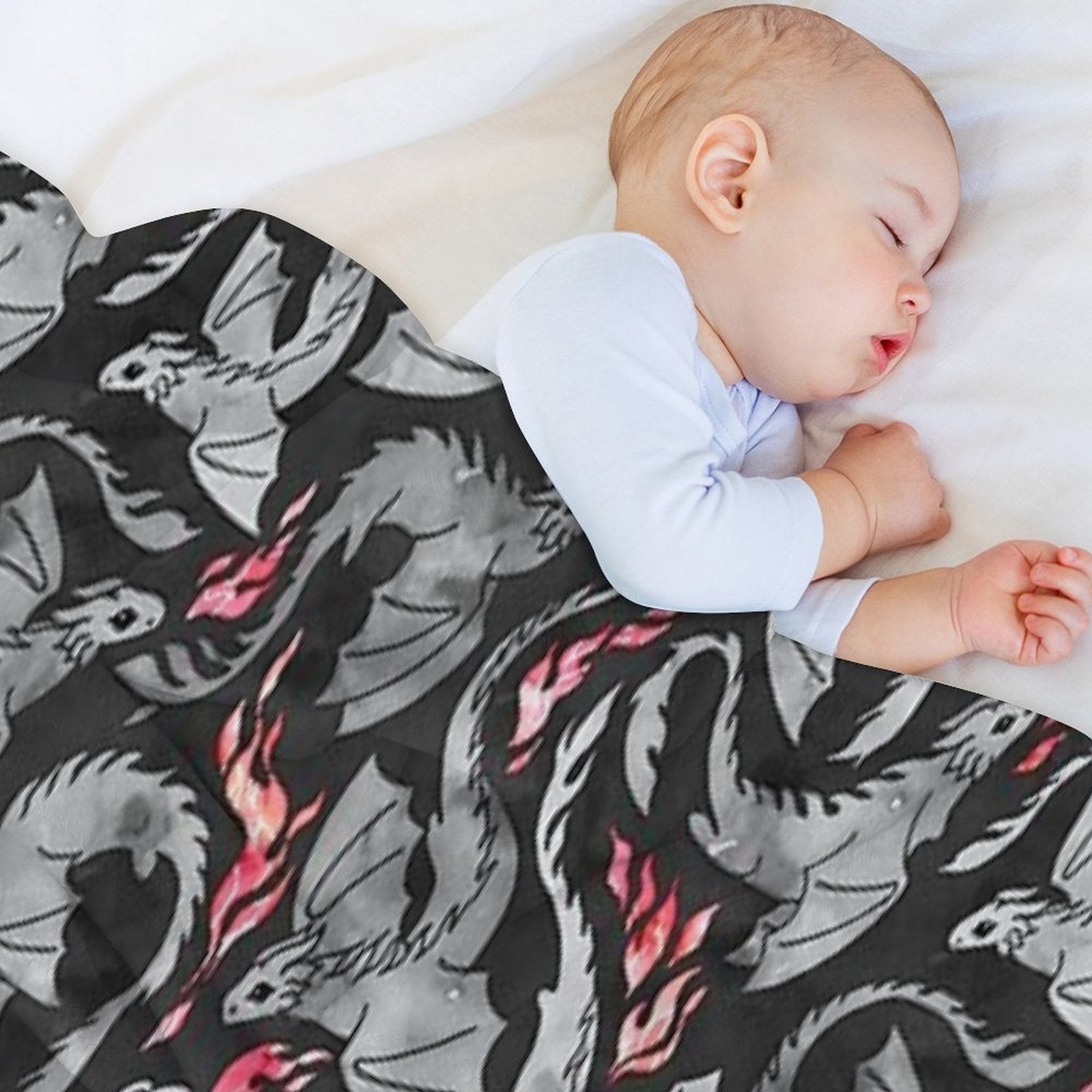 Dragon Fire Dark Grey And Black Comfort Throw Blanket