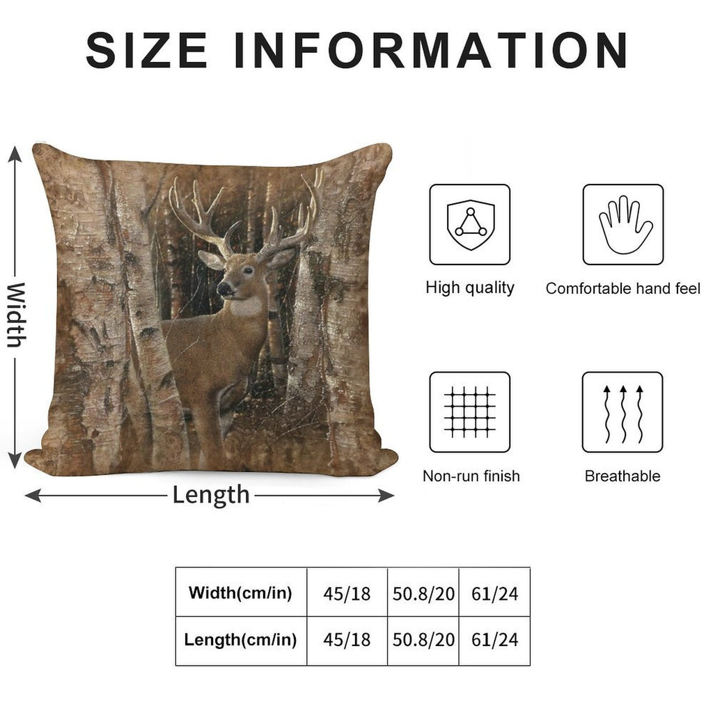 Deer Birchwood Buck Soft Fade-Resistant Throw Pillow