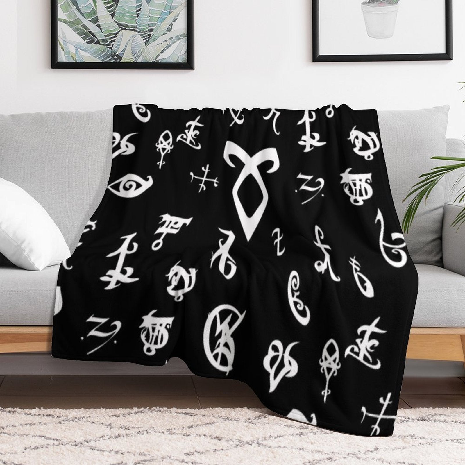 Runes Plush Throw Blanket