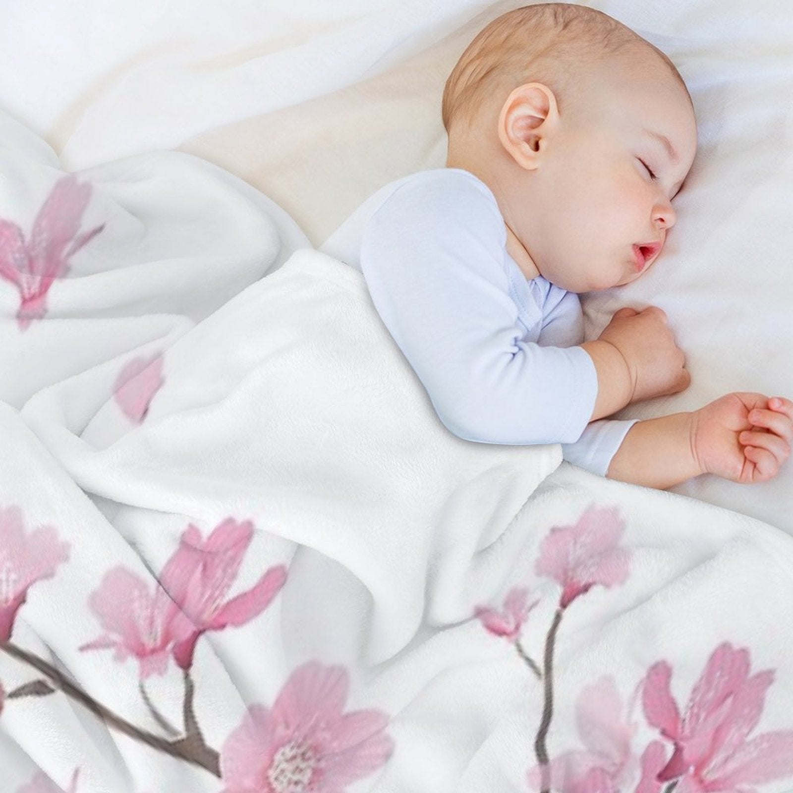 Cherry Blossom Flower Plant - Transparent Background Easy Care Throw Blanket