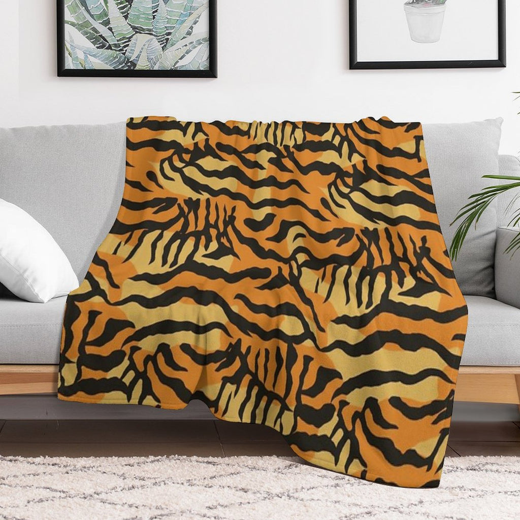 Vibrant Tiger Stripe Pattern Abstract Unique Print Sustainable Throw Blanket