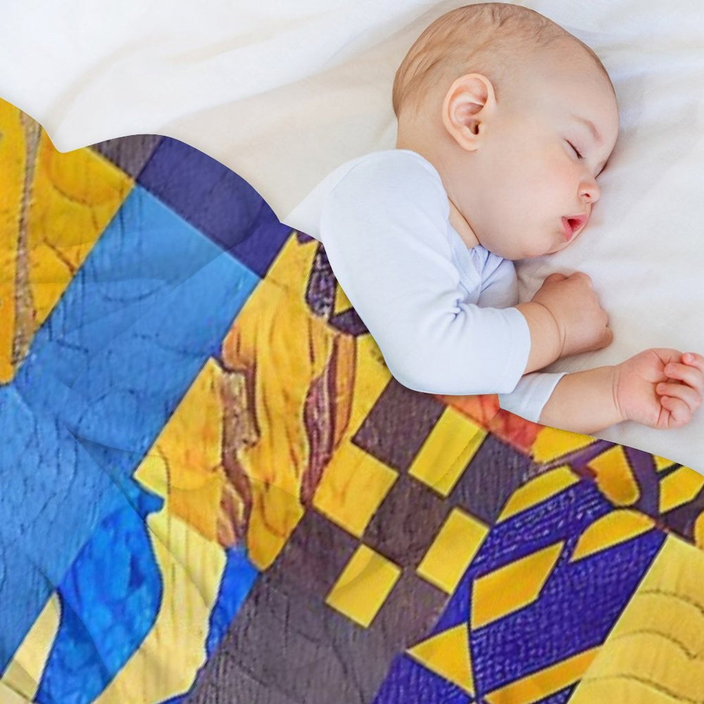 Bright Colors Quilt Inspired Tile Pattern Velvety-soft Throw Blanket
