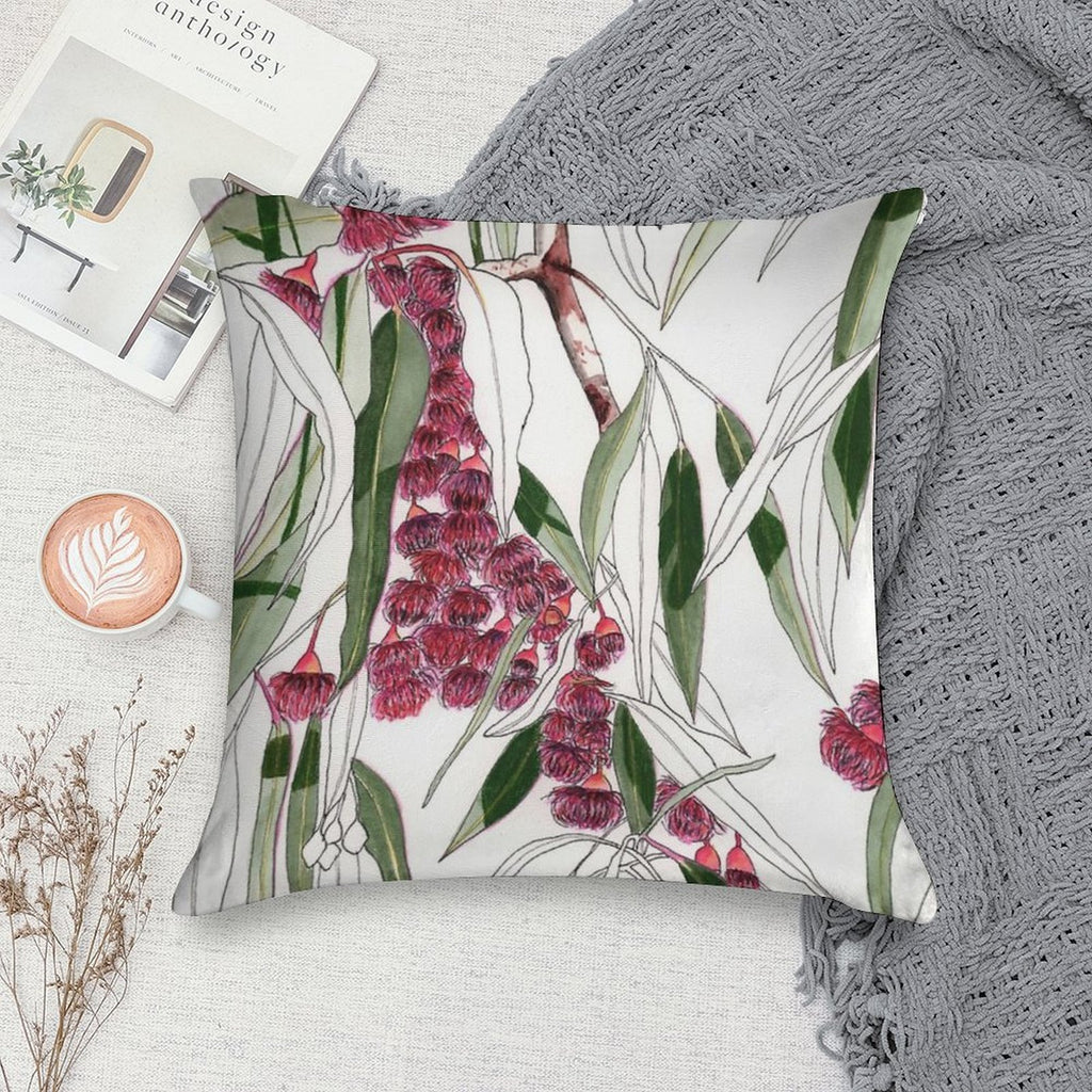 Flowering Gum Pink Australian Eucalyptus Leaves Soft Anti-Pilling Throw Pillow