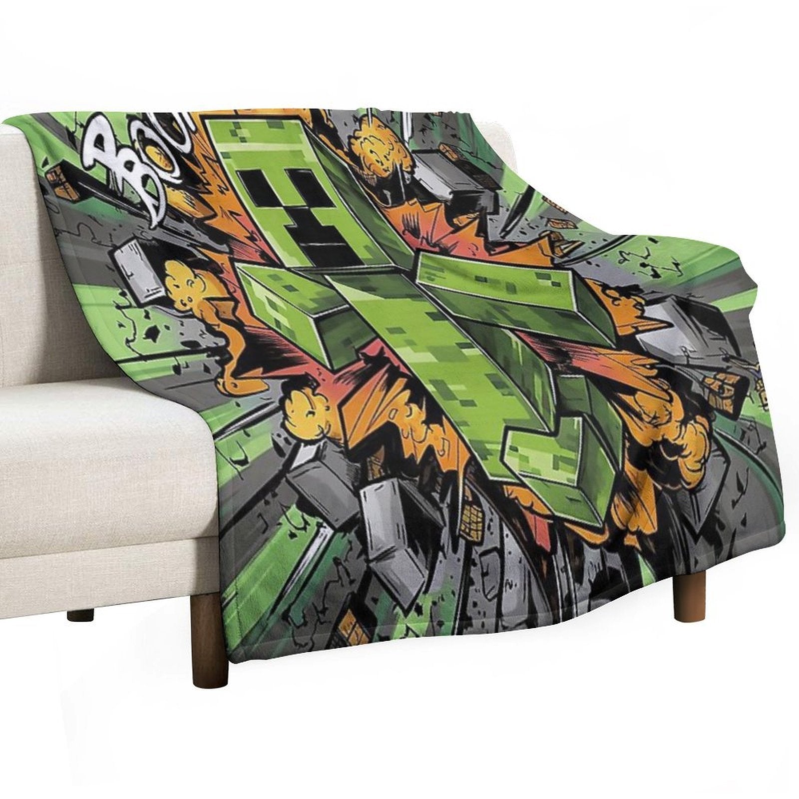 Creeper Explosion Sustainable Throw Blanket