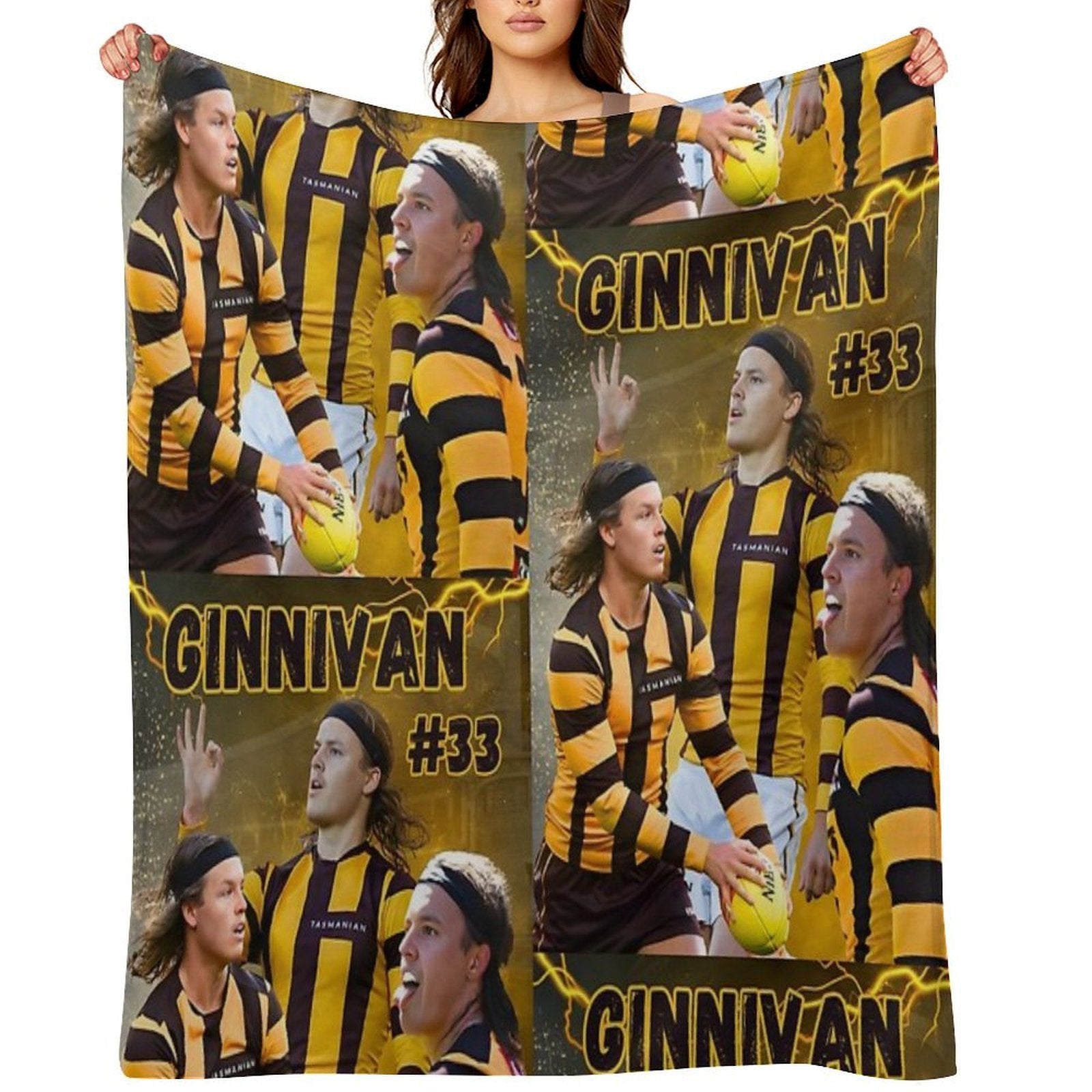 Jack Ginnivan Hawthorn Hawks AFL Footy Player Quick-dry Throw Blanket