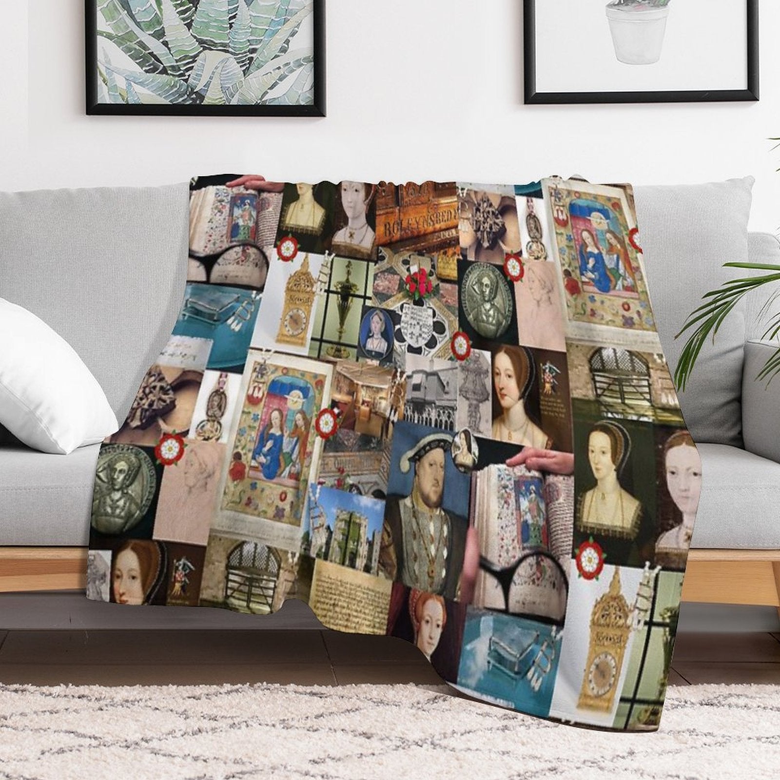 Anne Boleyn Collage Velvety-soft Throw Blanket