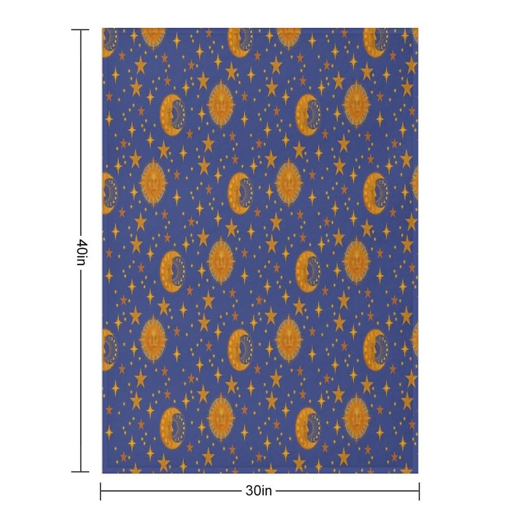 Bohemian 90's Sun And Moon Celestial Pattern Wrinkle-free Throw Blanket