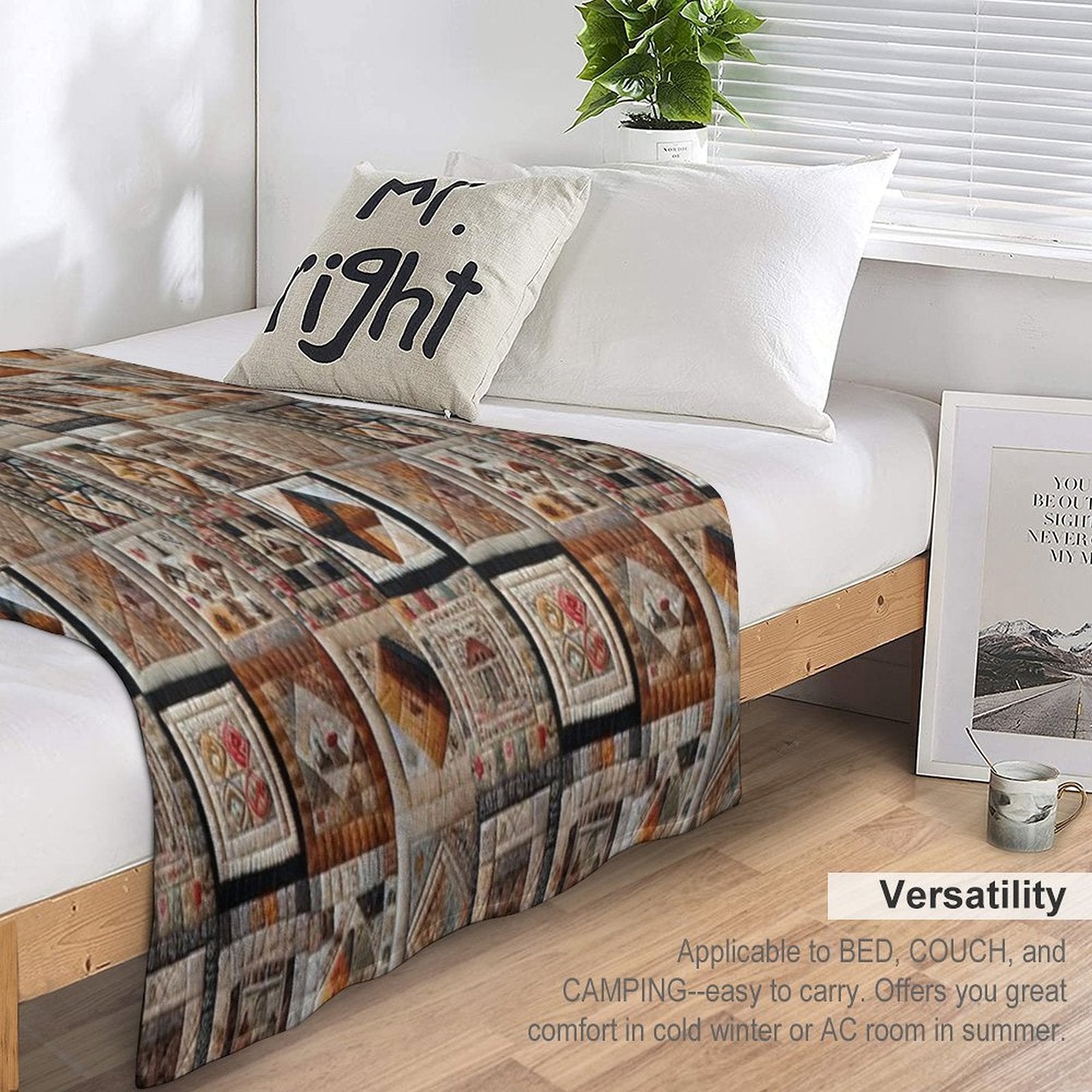 Antique-Inspired Patchwork Quilt Easy Care Throw Blanket