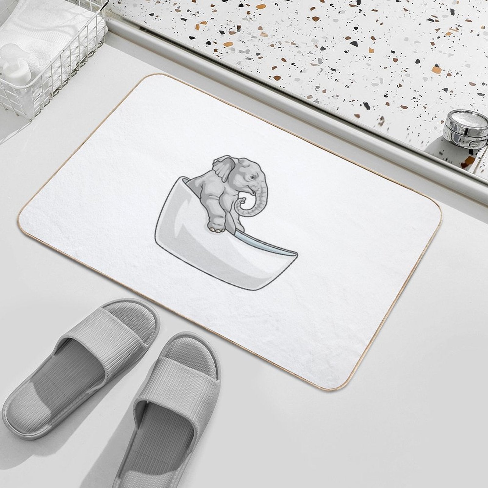 Elephant Bathe Bathtub  Dirt-Trapping Bath Mat