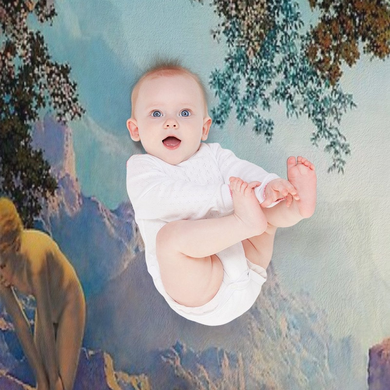 Maxfield Parrish. Daybreak. 1923 Travel-friendly Throw Blanket