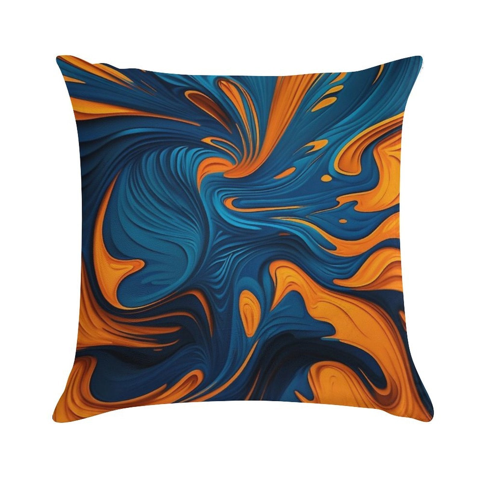 Oil Paint Orange And Blue Pattern Soft Luxury Feel Throw Pillow