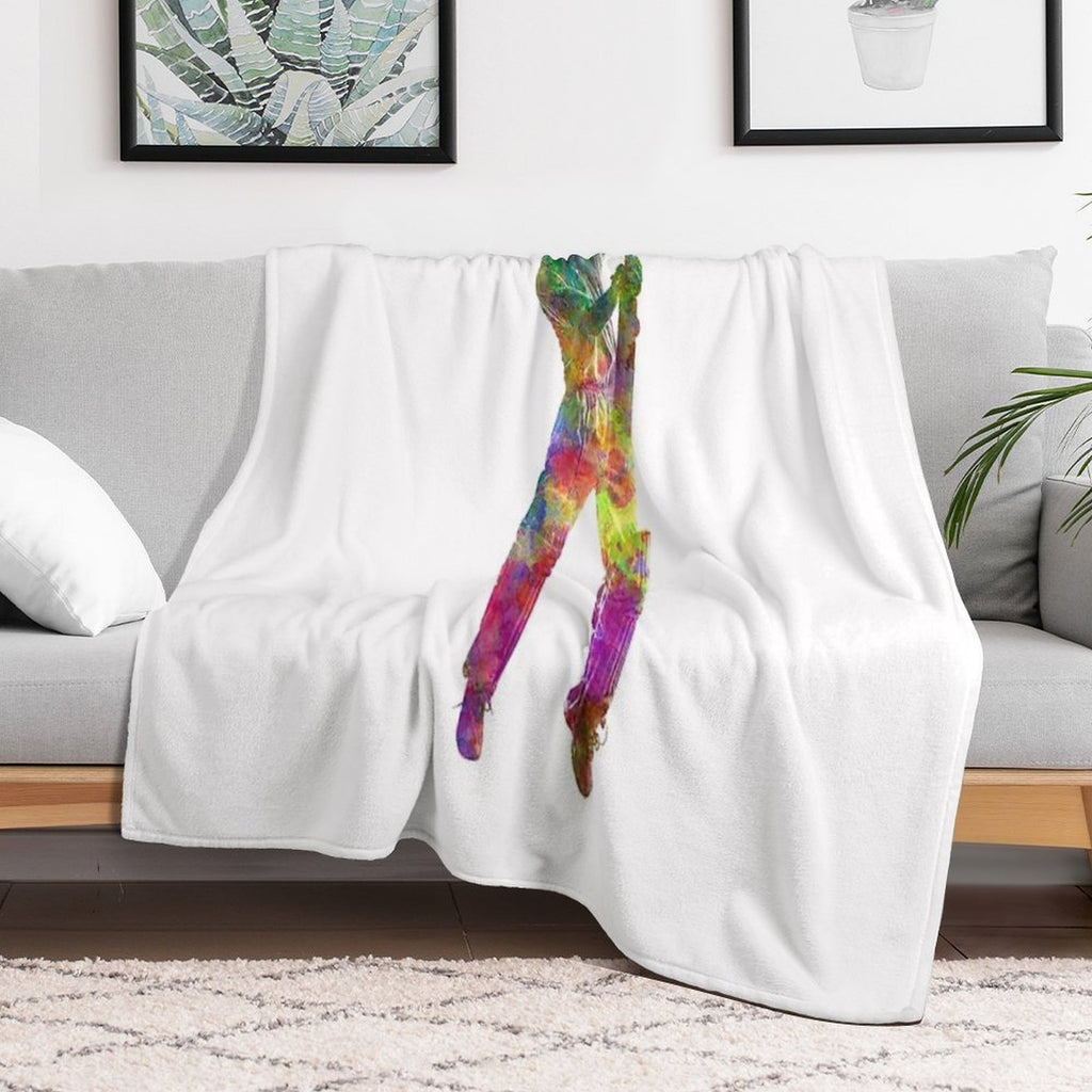 Cricket Player Batsman Silhouette 05 Lightweight Throw Blanket