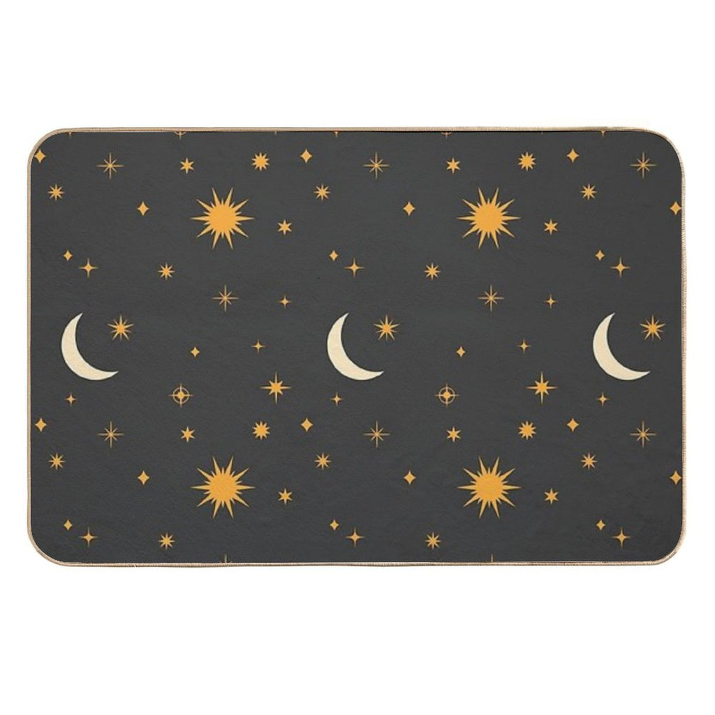 Retro Celestial Pattern 01 - Black  Non-Slip Bath Mat