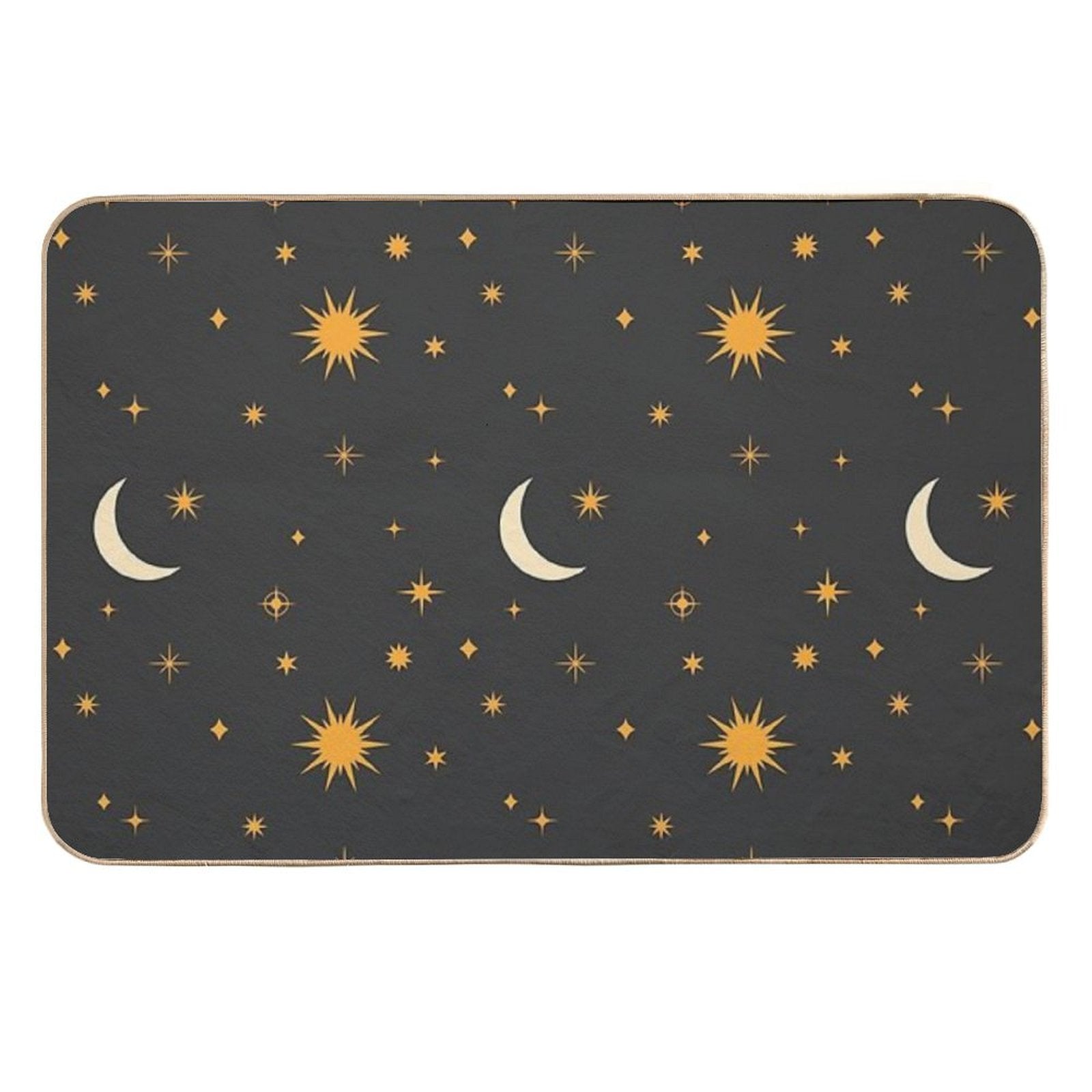 Retro Celestial Pattern 01 - Black  Non-Slip Bath Mat