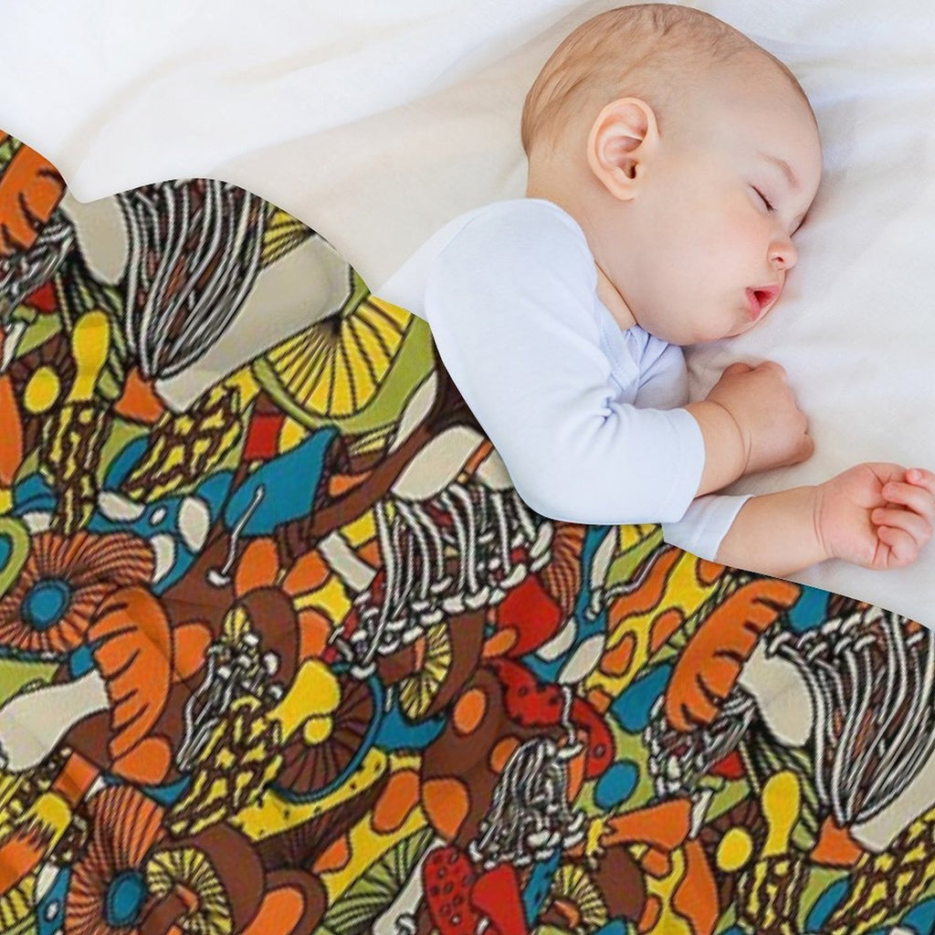 70s Psychedelic Mushroom Eco-conscious Throw Blanket