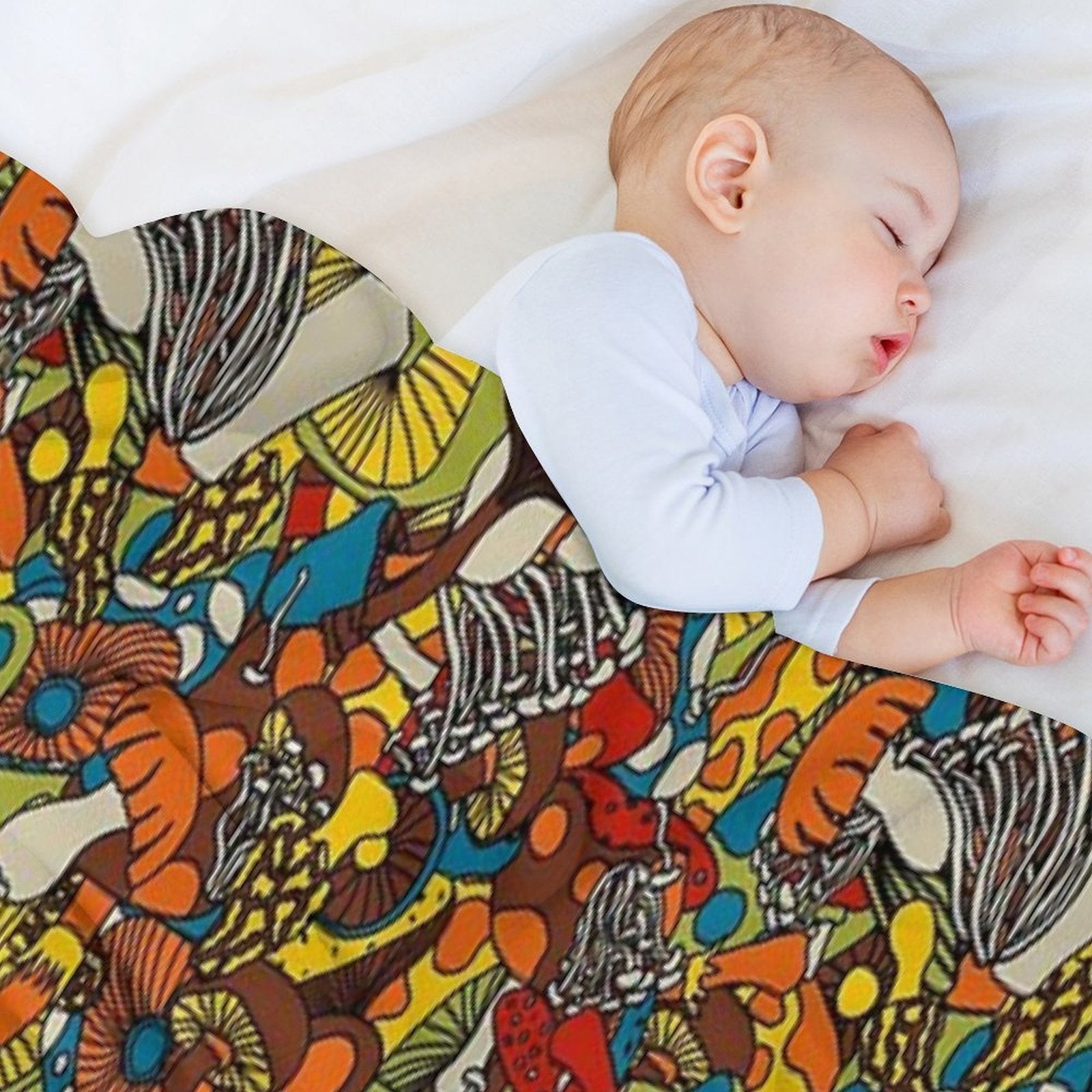 70s Psychedelic Mushroom Eco-conscious Throw Blanket
