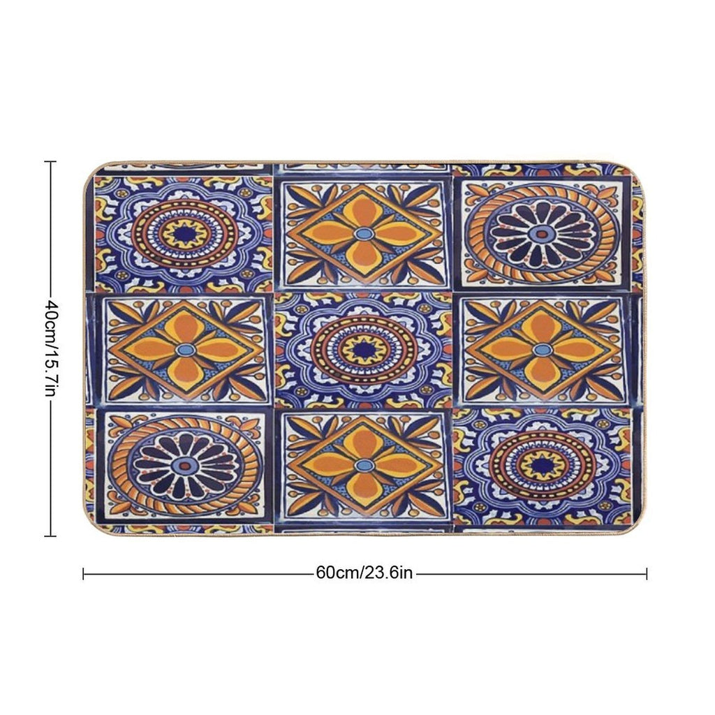 Mix Yellow Mexican Folk Art Authentic Talavera Tile Hand Painted Interior Decoration  Versatile Bath Mat
