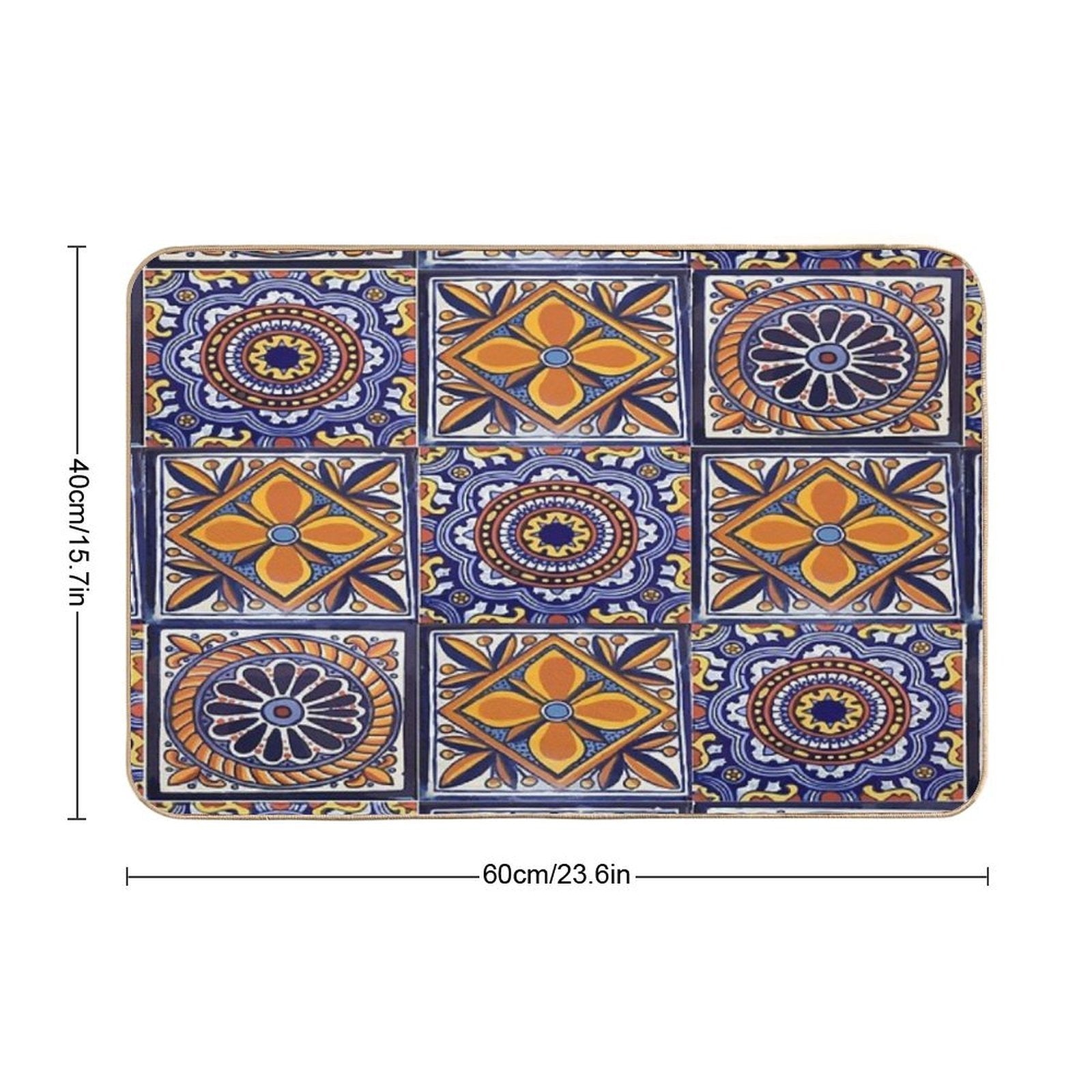 Mix Yellow Mexican Folk Art Authentic Talavera Tile Hand Painted Interior Decoration  Versatile Bath Mat