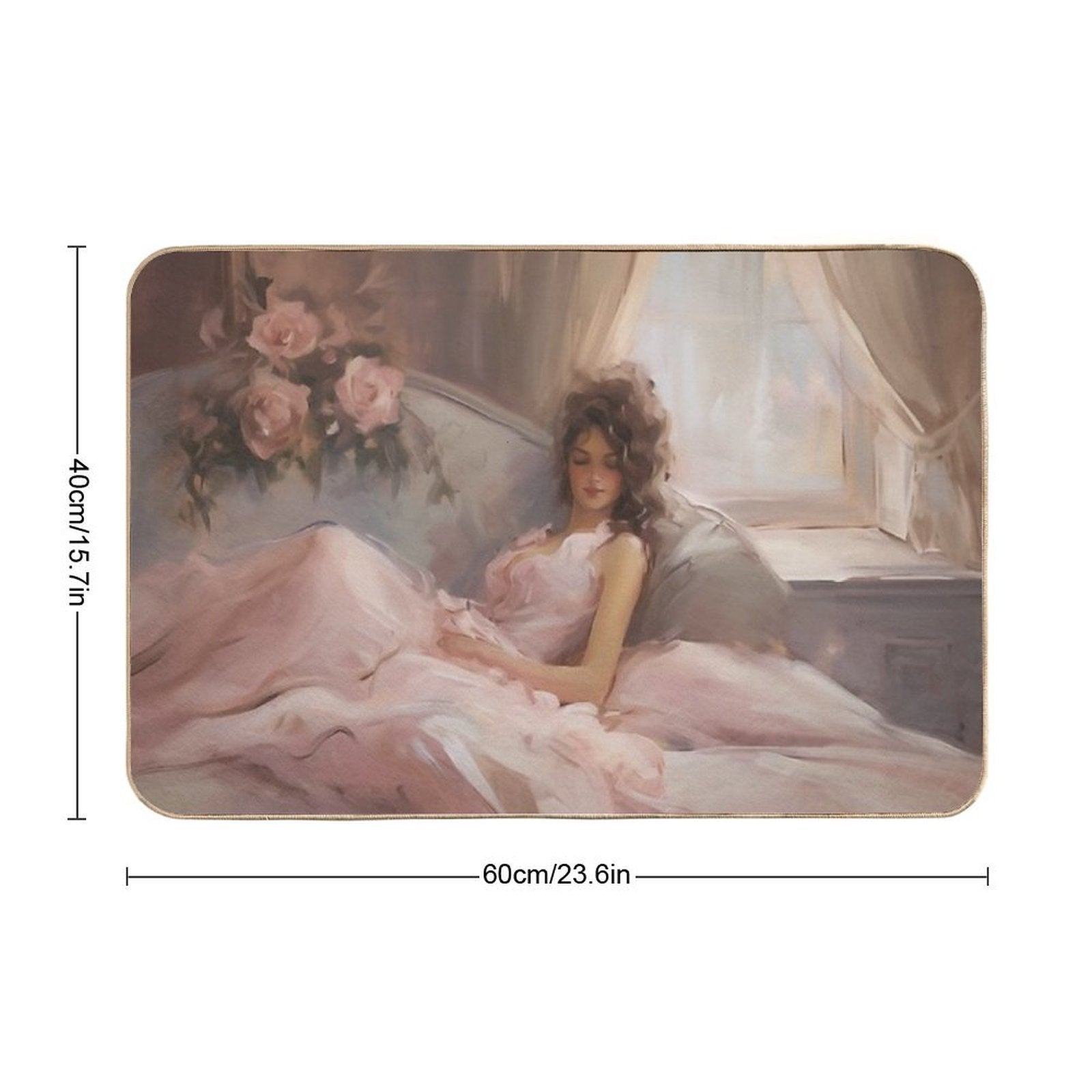 Coquette Aesthetic Vintage Painting of A Languid Woman  Odorless Bath Mat