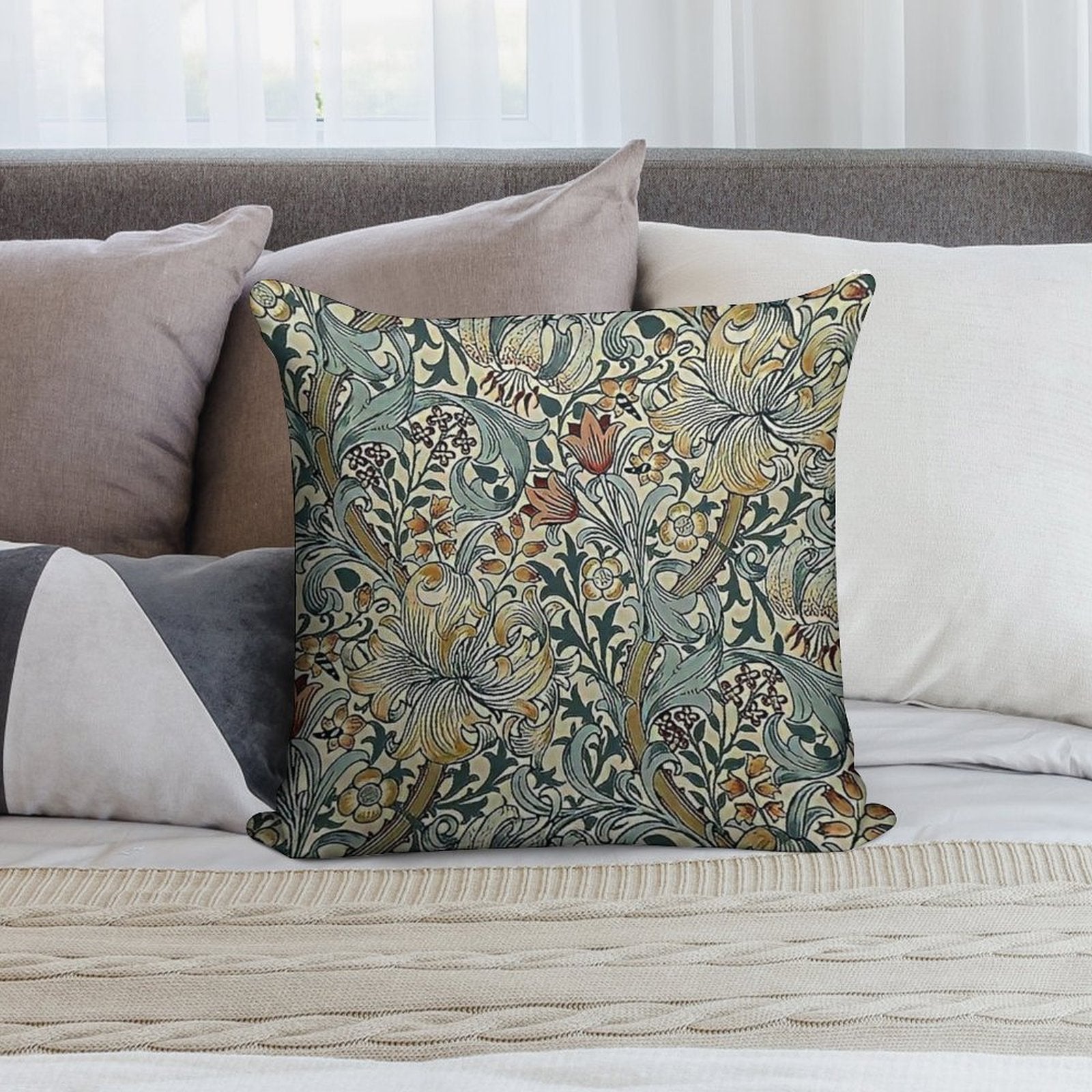 William Morris - Floral Design Soft Washable Throw Pillow