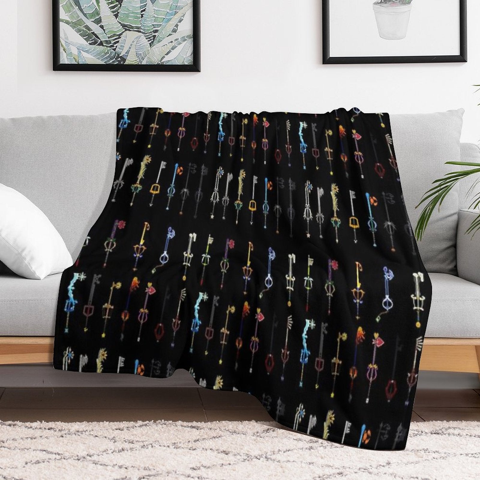 Kingdom Hearts - Keyblades Travel-friendly Throw Blanket