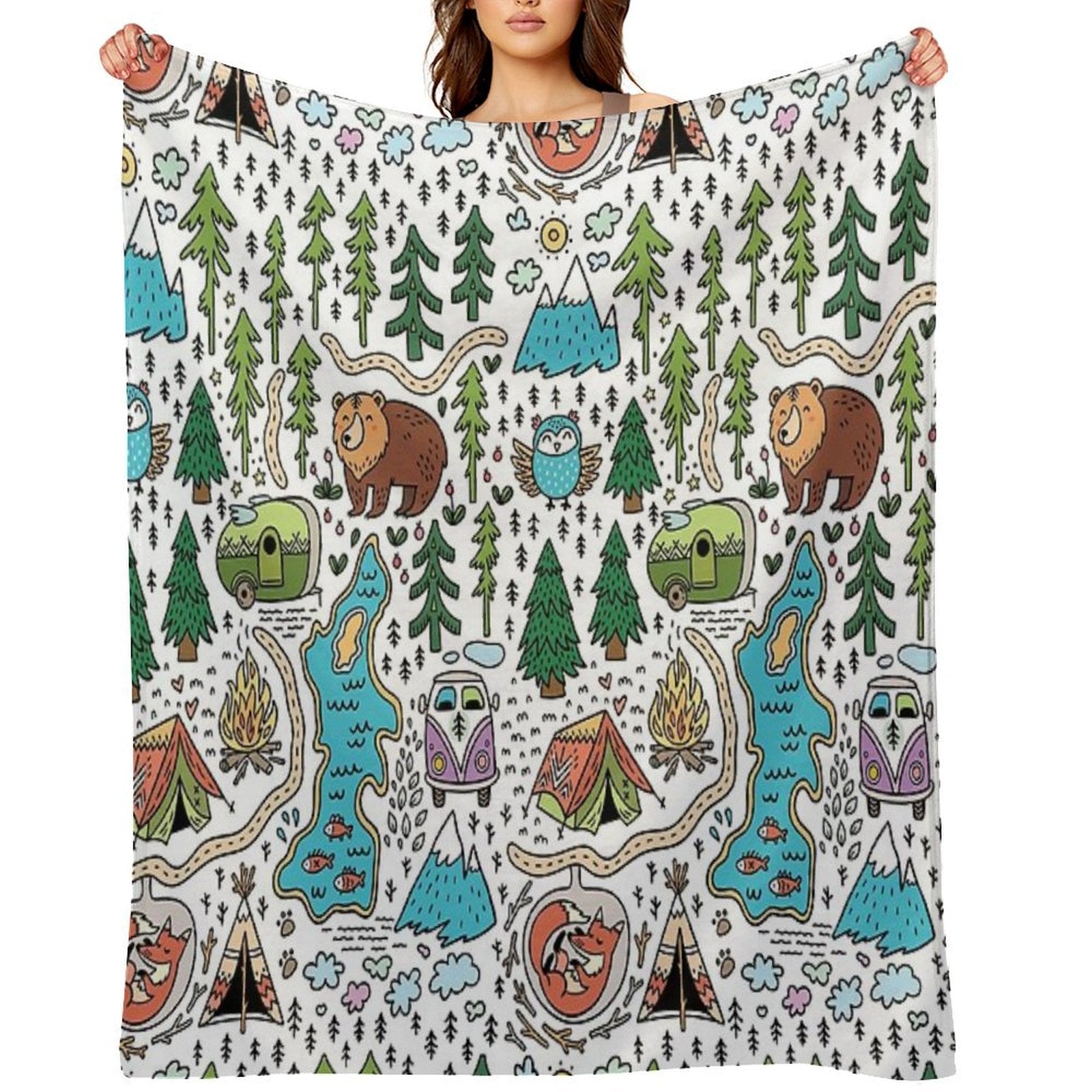 Happy Map Durable Throw Blanket