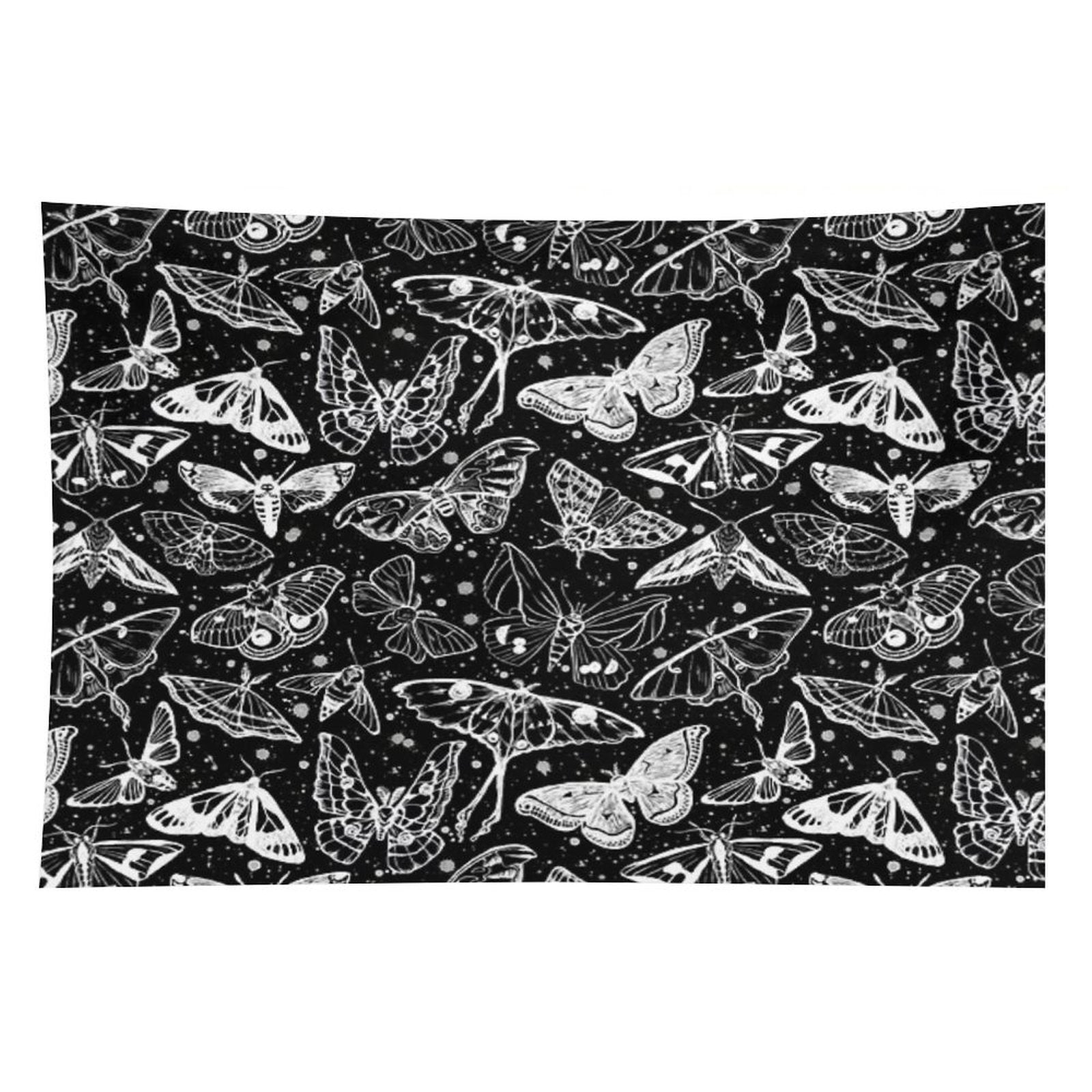 Moth Magic on Black Tapestry