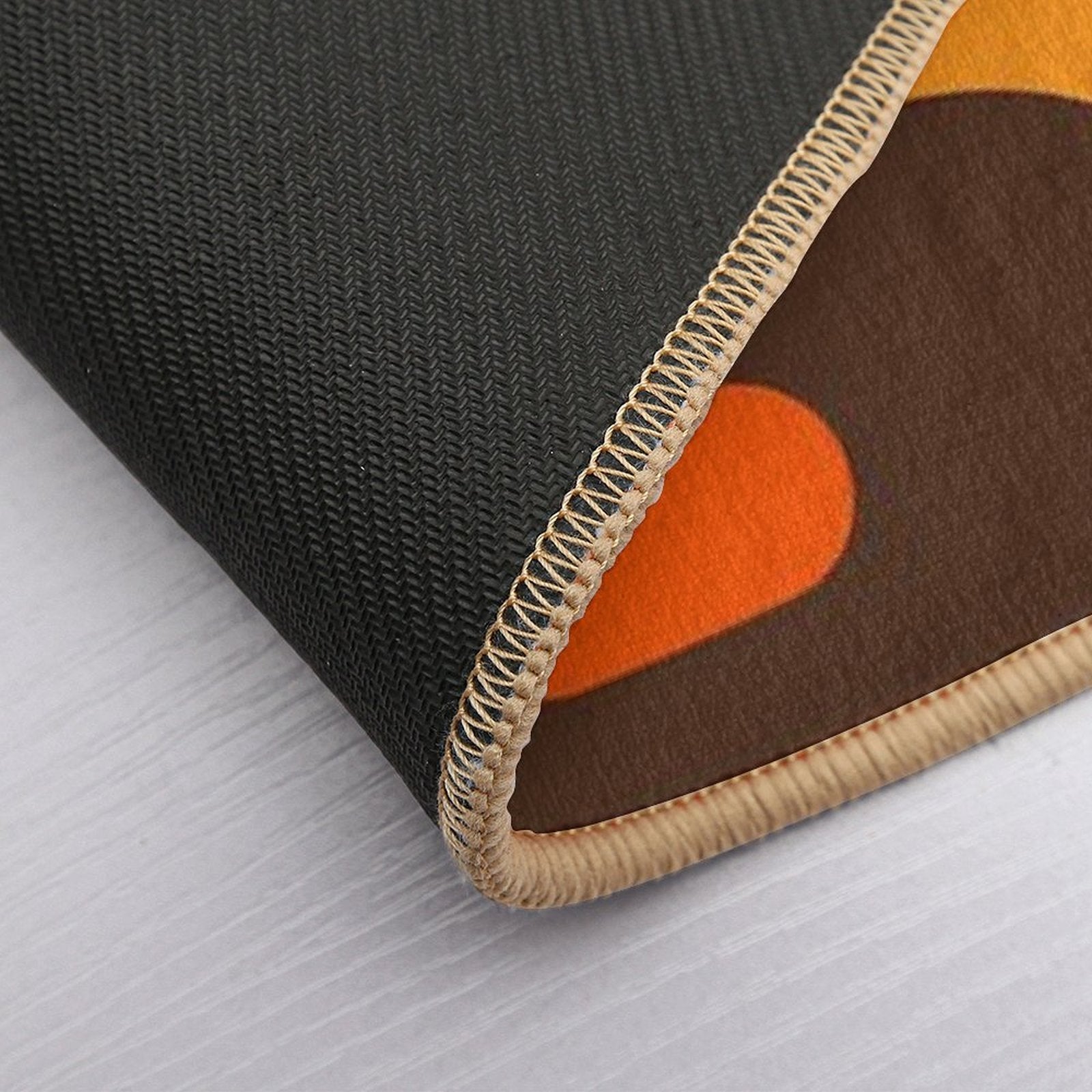 Mid-Century Modern Piquet Retro Minimalist Abstract in 70s Brown And Orange  Anti-Trip Bath Mat