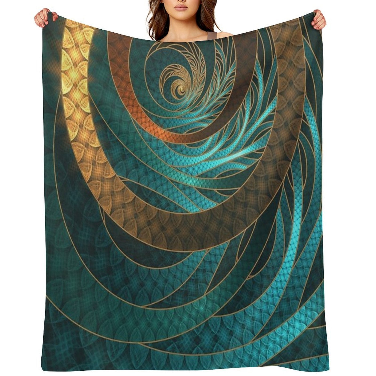 Beautiful Corded Leather Turquoise Fractal Bangles Travel-friendly Throw Blanket