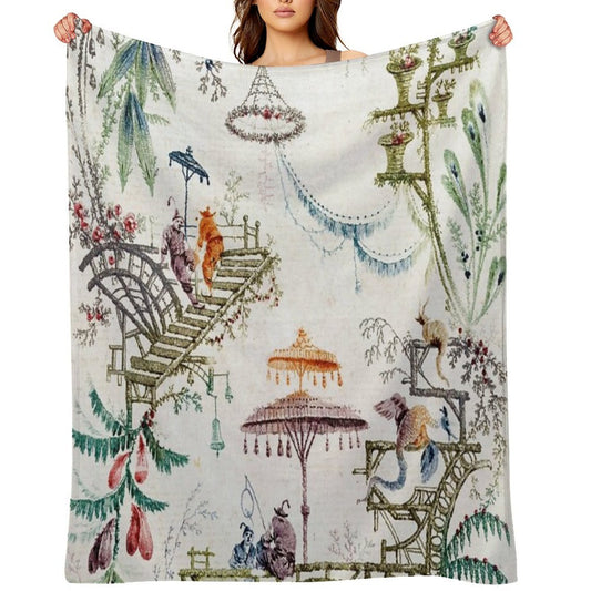 Enchanted Forest Chinoiserie Lightweight Throw Blanket