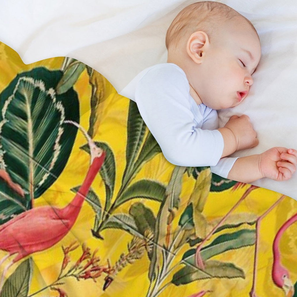 Vintage Yellow Tropical Bird Jungle Botanical Garden Nightgarden Eco-conscious Throw Blanket