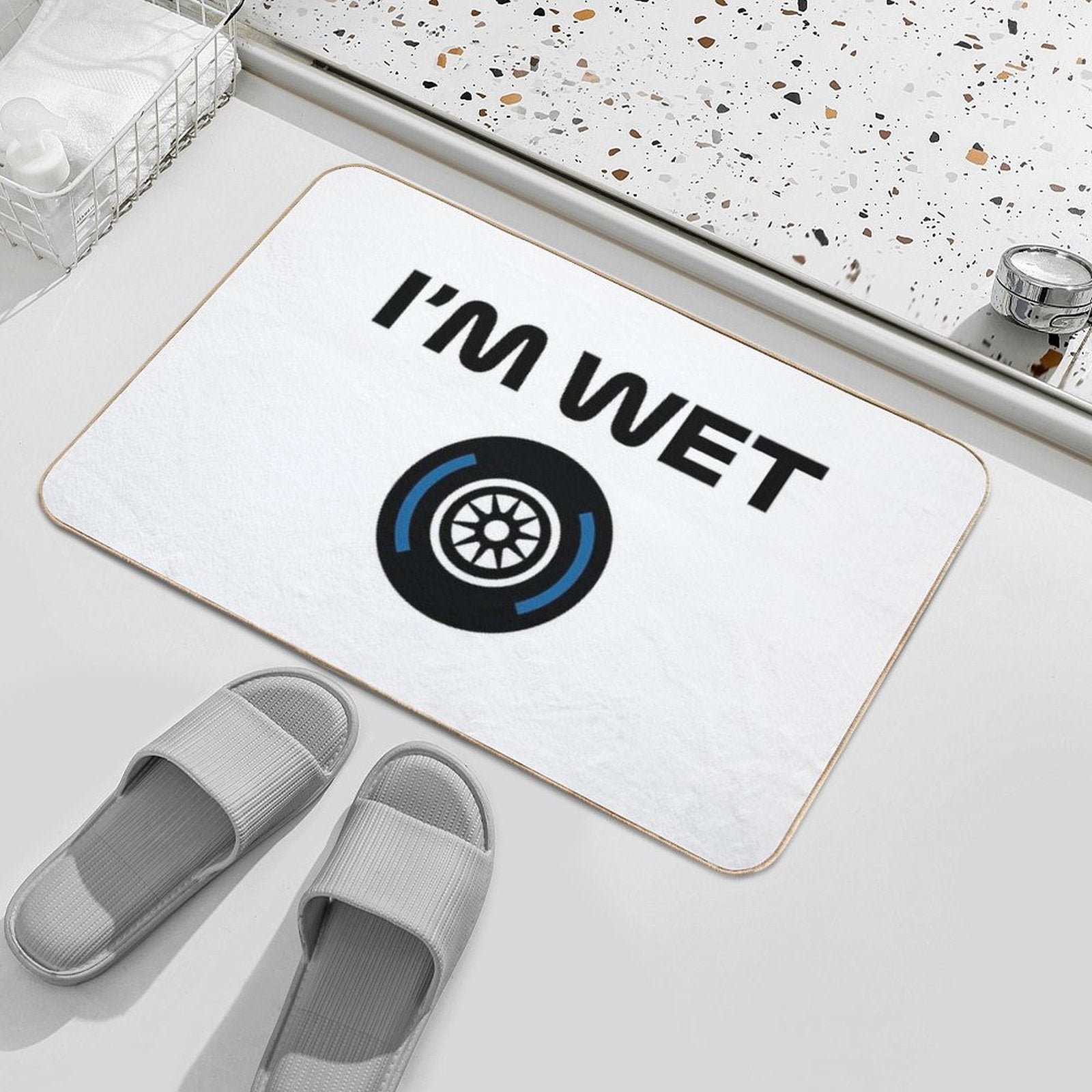 Funny Design I'm Wet (Wet Tyre Design - Black)  Versatile Bath Mat